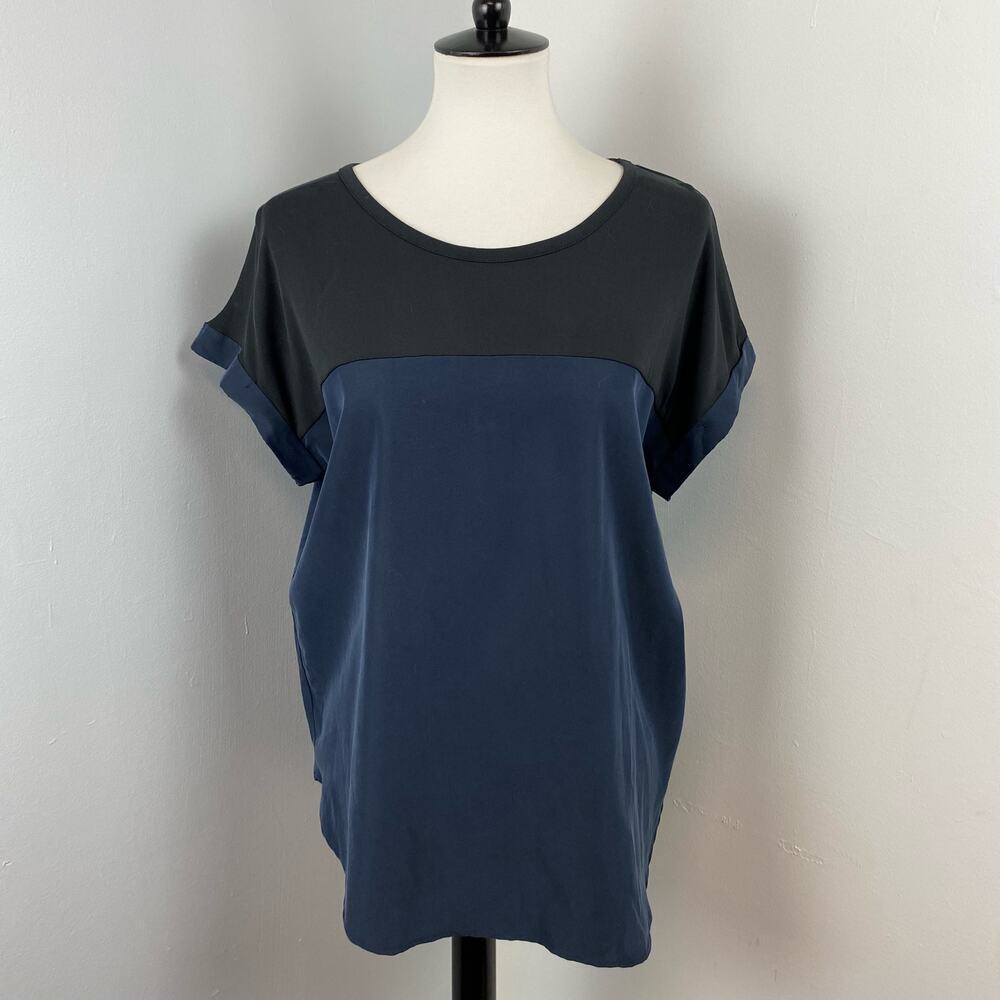 COA Navy & Black Color Block Dolman Cuffed Blouse Top Large